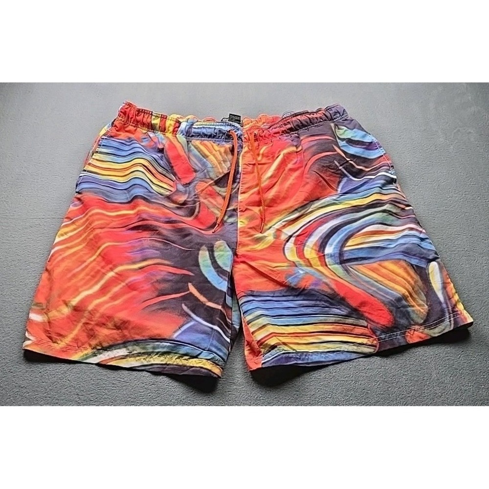 Highland Outfitters Mens Size L Multicolor Swirl Rainbow‎ Swim Beach Shorts